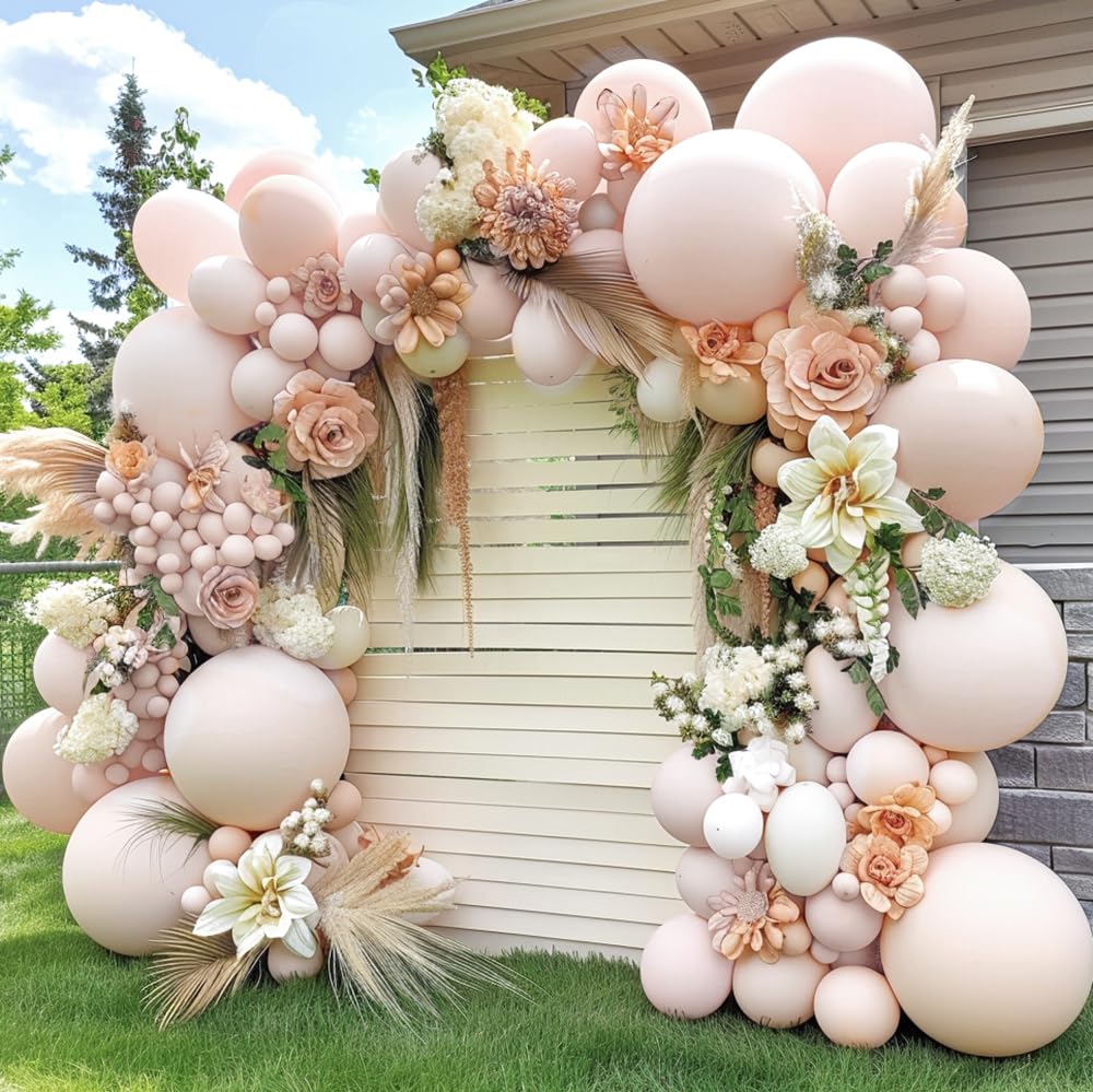 Double Stuffed Blush Balloons Different Sizes 18In 12In 5In Nude Balloon Garland Kit Pastel Cream Peach Latex Balloon Arch For Birthday Wedding Baby Bridal Shower Gender Reveal Bachelorette Supply