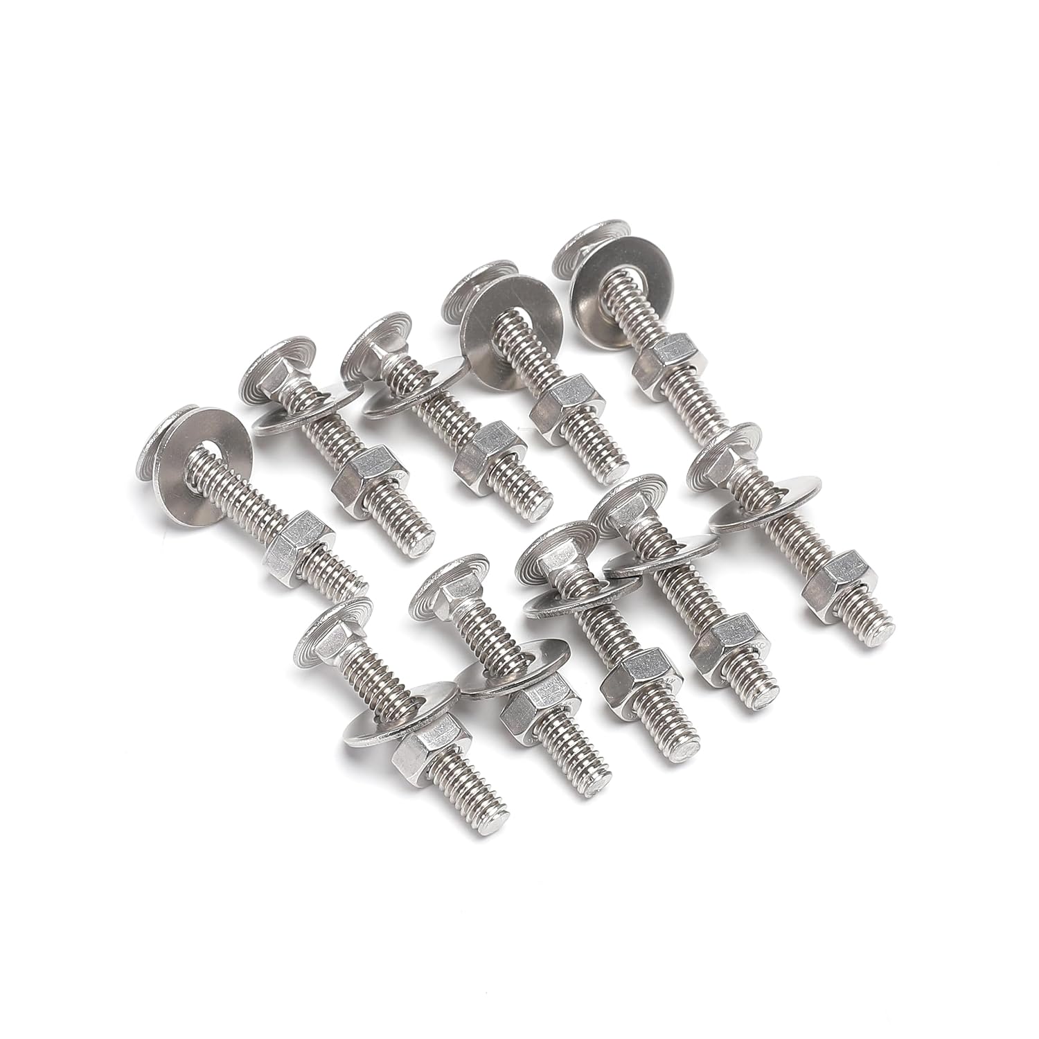 (10 Sets) 1/4-20 x 1-1/2" Carriage Bolts and Nuts Kit, Round Head Square Neck Screws, Stainless Steel 18-8 (304)