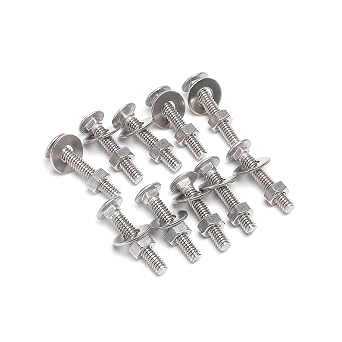 10 Sets 1/4-20 x 1-1/2" Carriage Bolts and Nuts Kit, Round Head Square Neck Screws, Stainless Steel 18-8 304