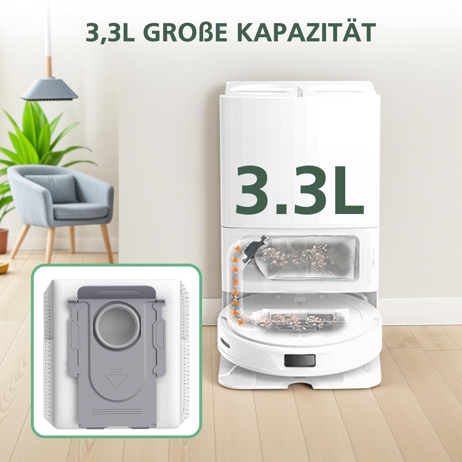 15 pezzi) QRevo S Sacchetti per aspirapolvere per Roborock S8 MaxV Ultra/ S8 Max Ultra/Qrevo Curv/Qrevo S/Qrevo Master/Q Revo/Q Revo Pro/Saros 10R/ Saros 10/ Qrevo Plus Slim Sacchetto per la polvere