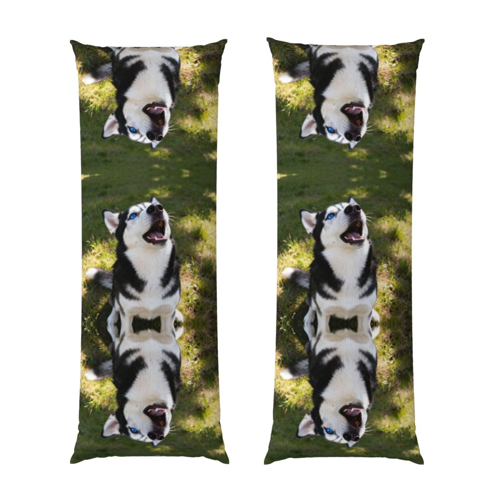 Husky Howling Face Body Pillowcase 20x60-Ultra Soft Plush Long Pillow Cover with Hidden Zip for Sleeping