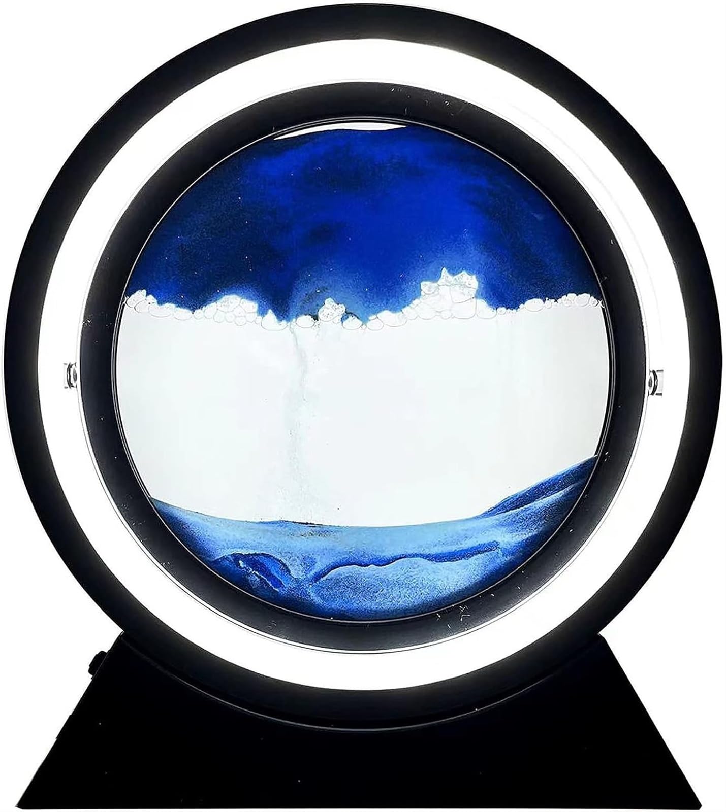 Wlp Blue 3D Moving Sand Art Table Lamp, 360° Rotating Hourglass Decoration Creative Moving Sand Art Picture, 3D Sand Scene Quicksand Lamp Moving Sand Art Picture Night Light For Home Decor (Color : )