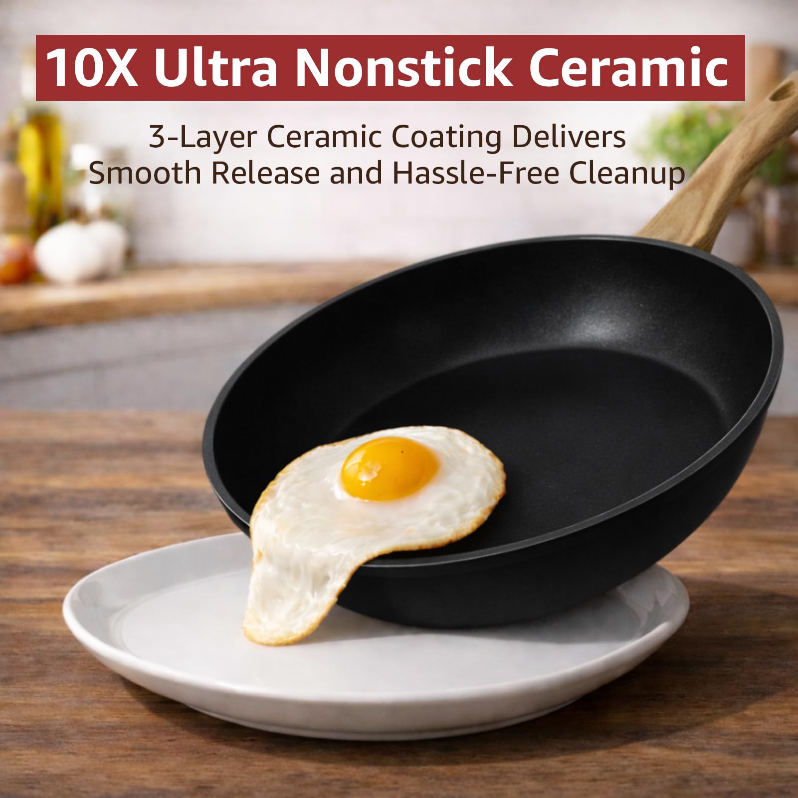 Photo 1 of *******STOCK PHOTO FOR REFERENCE ONLY***Bazova 23-Piece Pots and Pans Set Non Stick,Titanium Ceramic Cookware Set Non Tox
ic,Long-Lasting,PFAS Free,Induction Compatible,Complete Kitchen Set with 3 Frying Pans for All Cooking needs WHITE