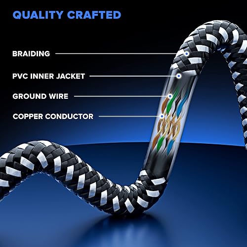 Miniatura 2 de Maximm Paquete de 12 cables Ethernet Cat 6 de 15 pies, cable LAN de alta velocidad, cable de Internet, cable de conexión y cable de red, UTP, 10