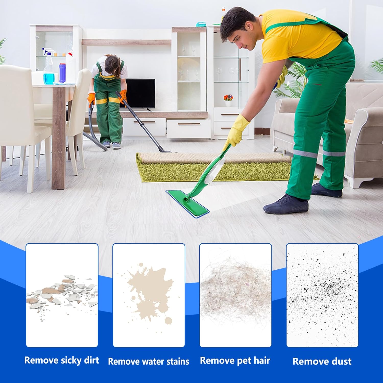 8 Pack Upgrade Mop Head Replacement for Libman Freedom Spray Mop, Microfiber Reusable & Washable Wet Floor Cleaning Mop Pads（Blue)