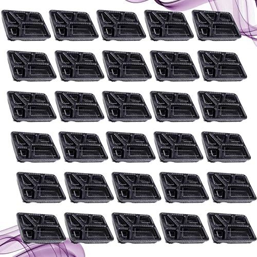 Miniatura 9 de Hemoton 30 cajas Bento desechables de 5 compartimentos para preparación de comidas con tapa, calefacción por microondas, caja de alimentos para el