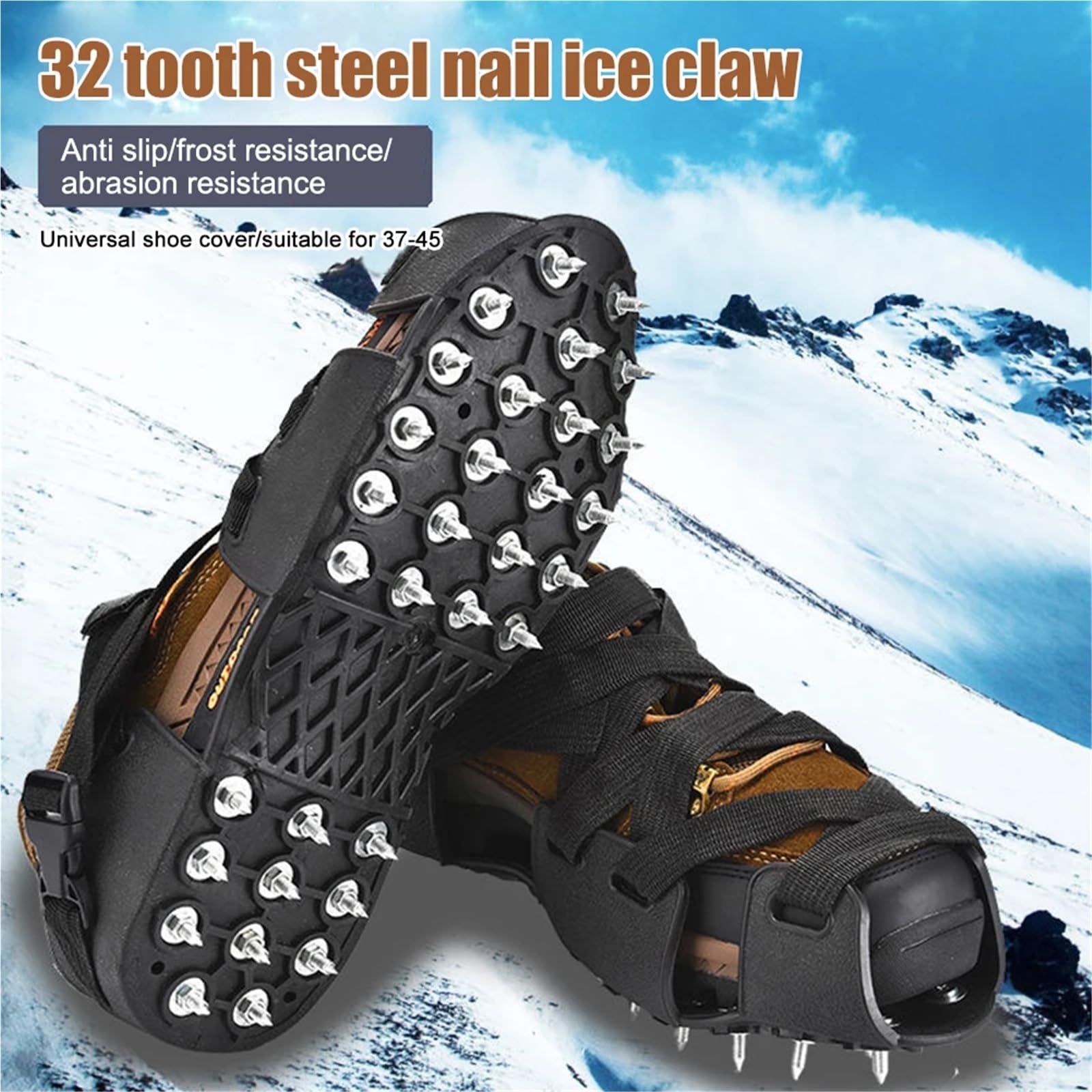 1 paio di ramponi da arrampicata antiscivolo 32 borchie neve artiglio ghiaccio scarpe Spike Grip attrezzatura invernale esterno in acciaio inossidabile per Scarpe da Neve, Protezione sicura
