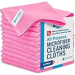 Microfiber Wholesale 12 x 12 MW Pro Multi-Surface Cleaning Cloths Pink - 12 Pack | Premium Microfiber Towels for Cleaning Glass, Kitchens, Bathrooms, Automotive, Supplies & Products