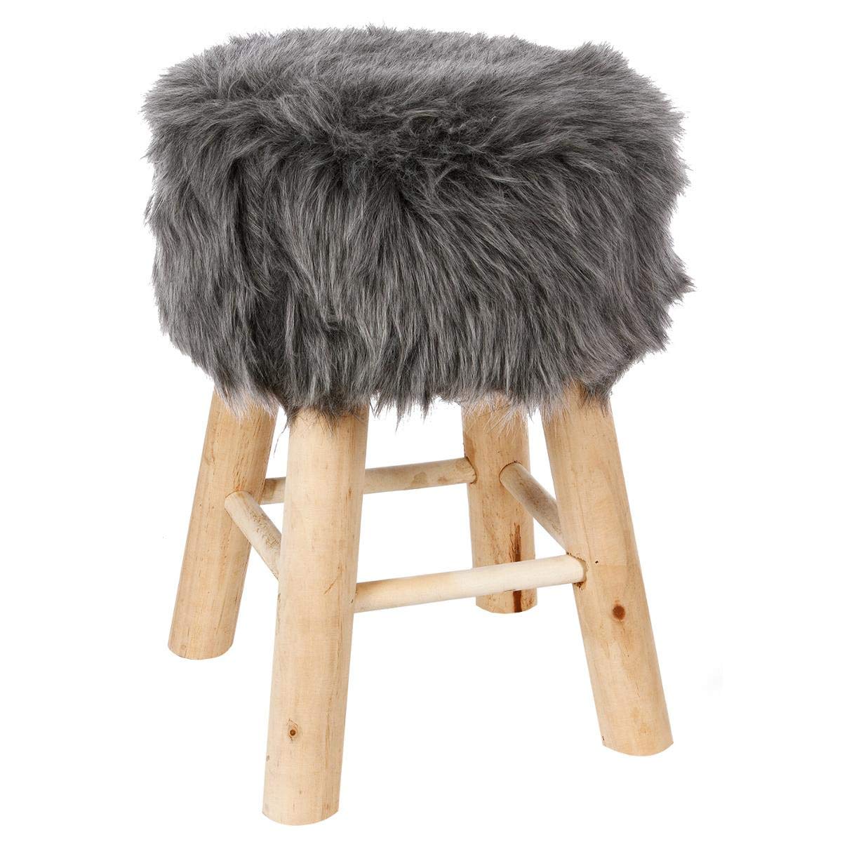 Atmosphera Taburete Pouf Piel Gris
