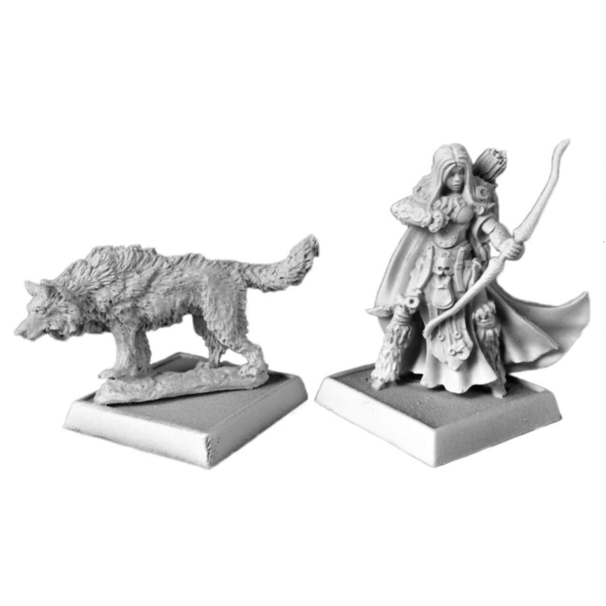 REAPER Adowyn & Leryn - Iconic Hunter & Wolf 28mm Miniature Pathfinder Series Unpainted Unassembled Metal Fantasy Tabletop Game Miniature