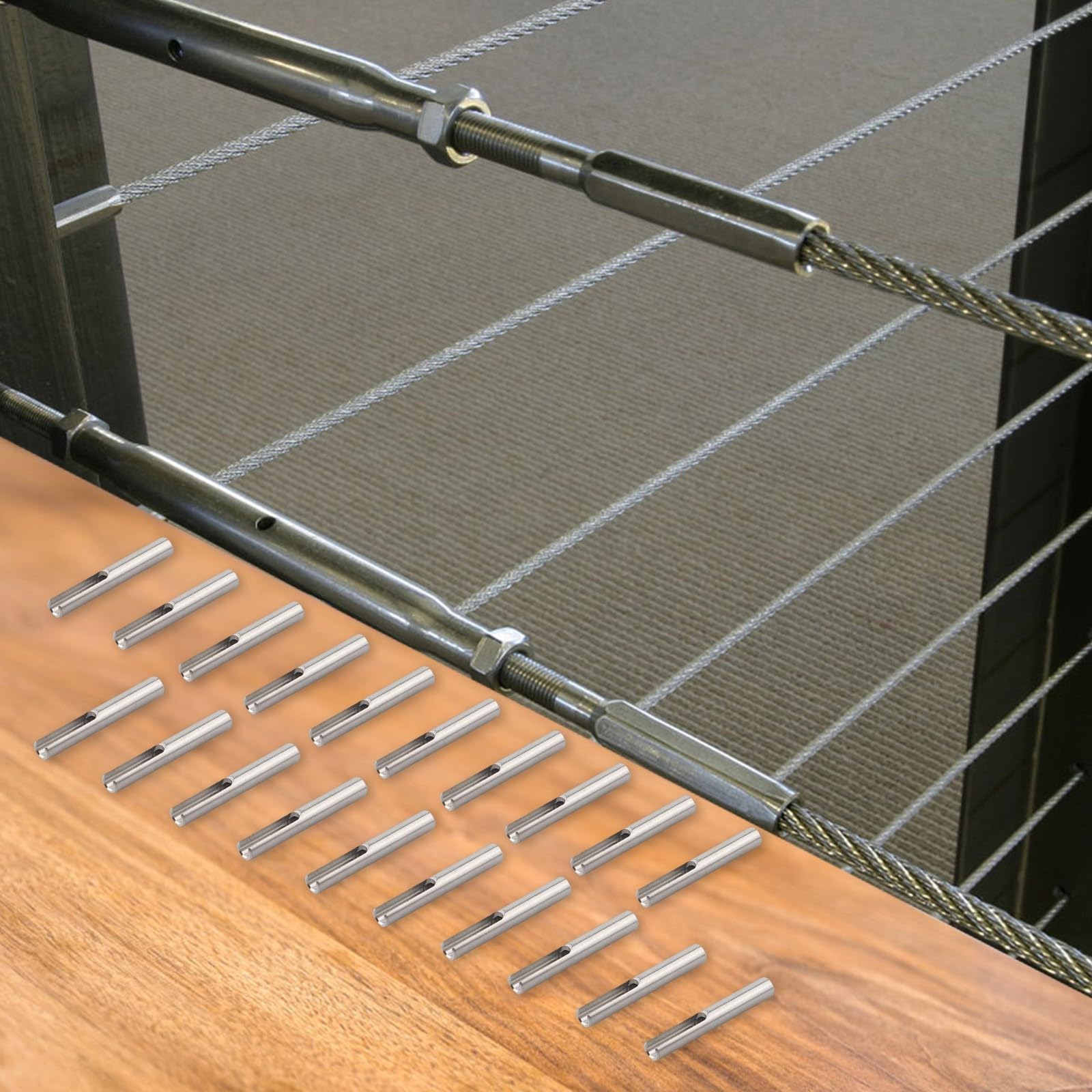 Zestaw 20 niewidocznych balustrad kablowych, terminal 1/8 cala, stal nierdzewna T316, ukryte do kotwicy na schody i balkon, kolor srebrny, 38 mm