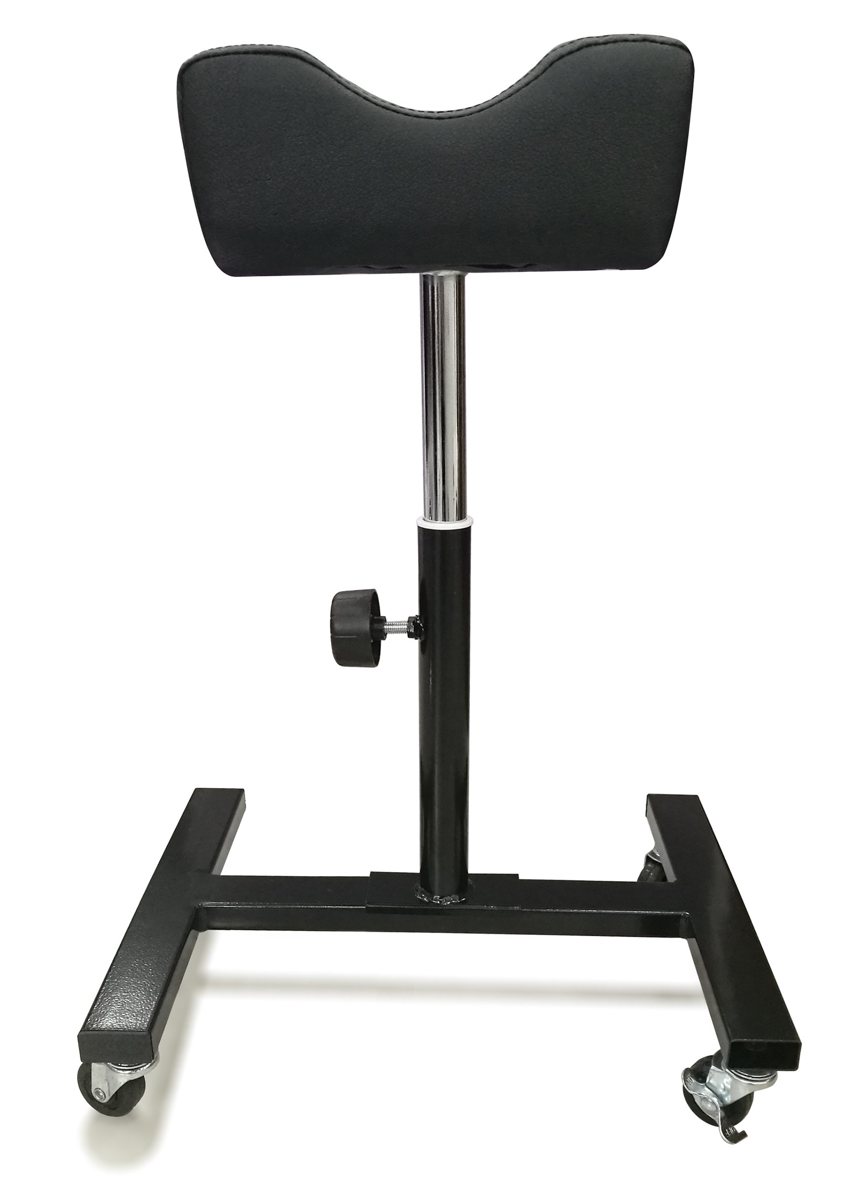 Soporte de Pierna con Ruedas Giratorio 360º Altura Regulable Cuero Sintético Negro para Rehabilitación Pedicura Profesional