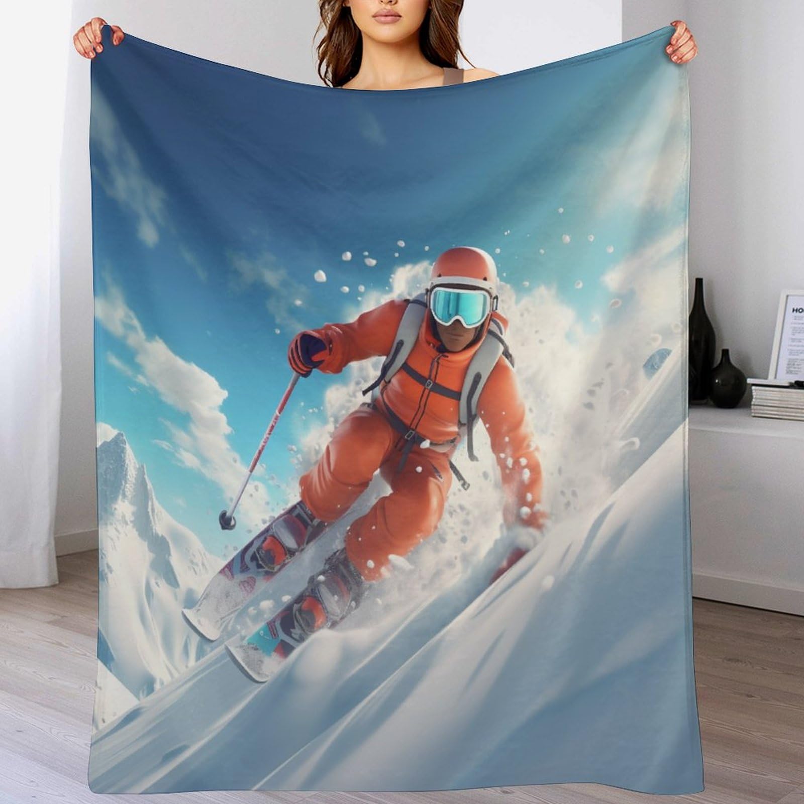 Manta de franela suave para esquiar con acabado polar premium de cuatro estaciones