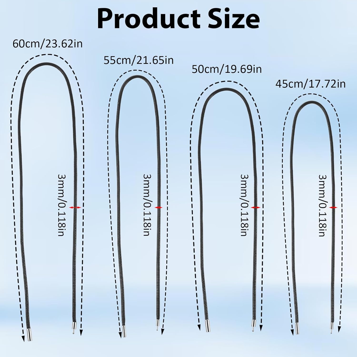 Black Cord Necklace, 4pcs DIY Woven Wax Rope Chain for Pendant, 3mm Width, 18" 20" 22" 24” Black Fake Leathers Cords with Clasp, Beading Cords and Threads for DIY Jewelry Making - Image 2