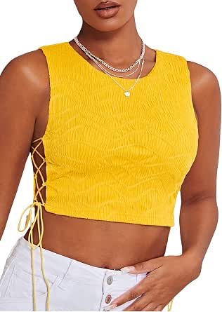 Floerns Women's Casual Sleeveless Camisole Crop Top - Scoop Neck, Slim Fit, Striped Print