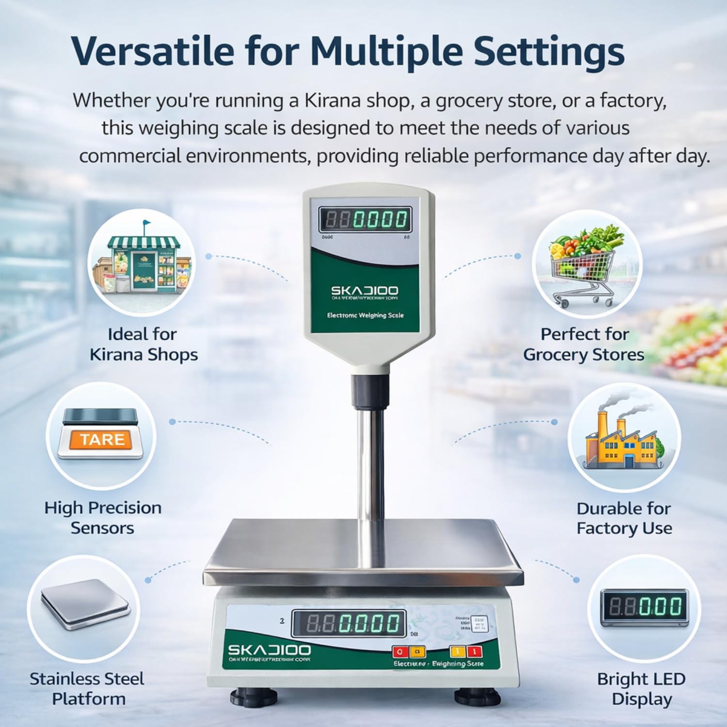 SKADIOO 30kg Digital Scale - Commercial Weighing Machine -5