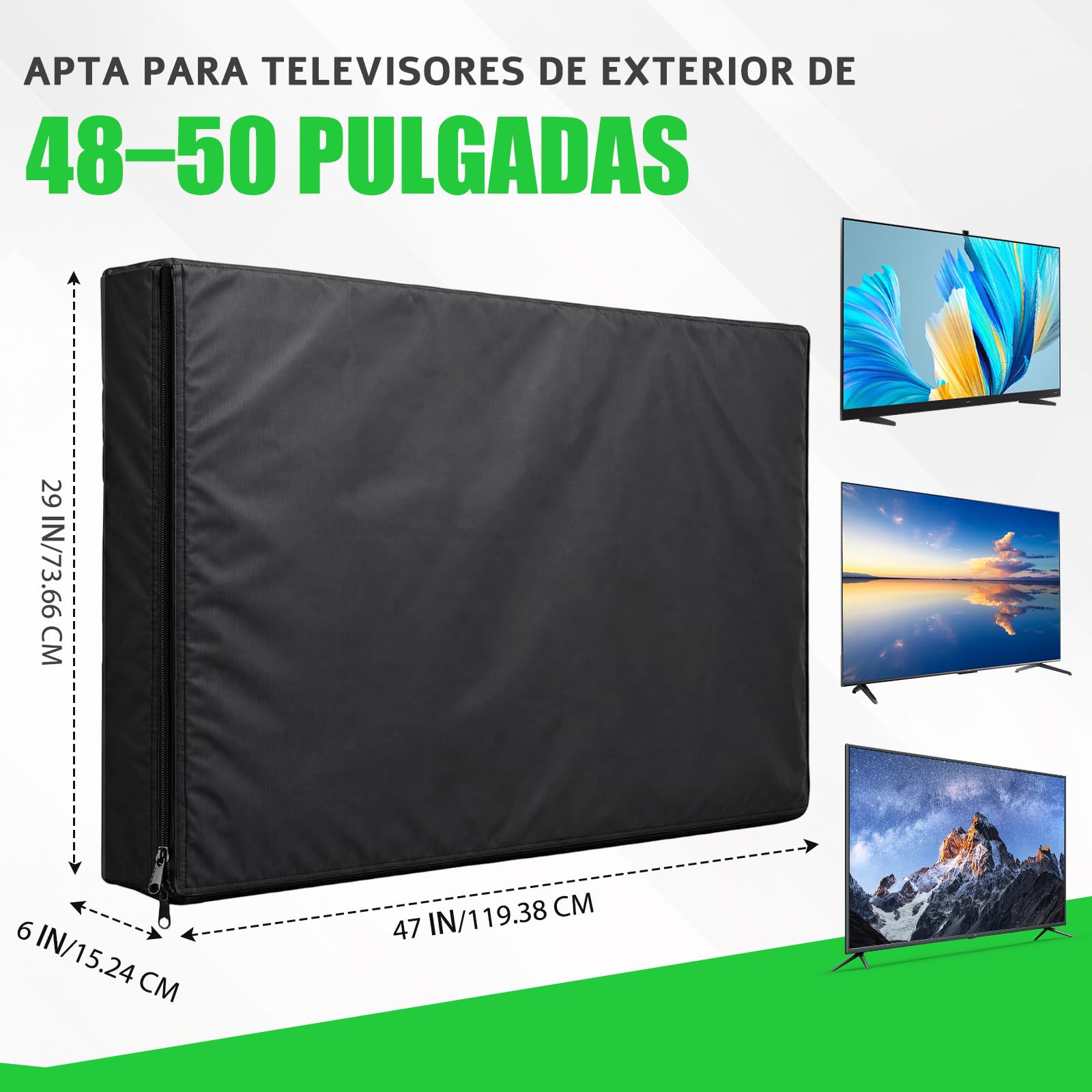 Funda TV Exterior 48-50 Pulgadas, Cubierta Protectora para Televisor de Tela Oxford 600D, Impermeable y Resistente a la Intemperie, con Cremallera y Bolsillo para Mando a Distancia