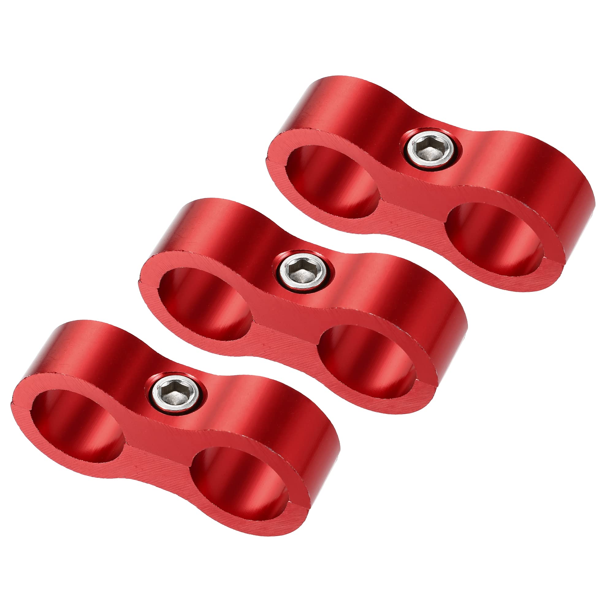 Abrazaderas AN8 X AUTOHAUX de aluminio rojo para mangueras de coche de aceite y combustible 3 uds