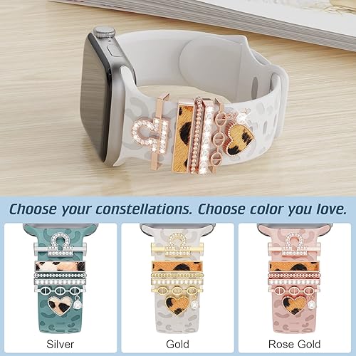Miniatura 9 de Dijes compatibles con Apple Watch de 1.496, 1.575, 1.614, 1.654, 1.732 y 1.772 pulgadas, 12 anillos decorativos de constelación de diamantes,