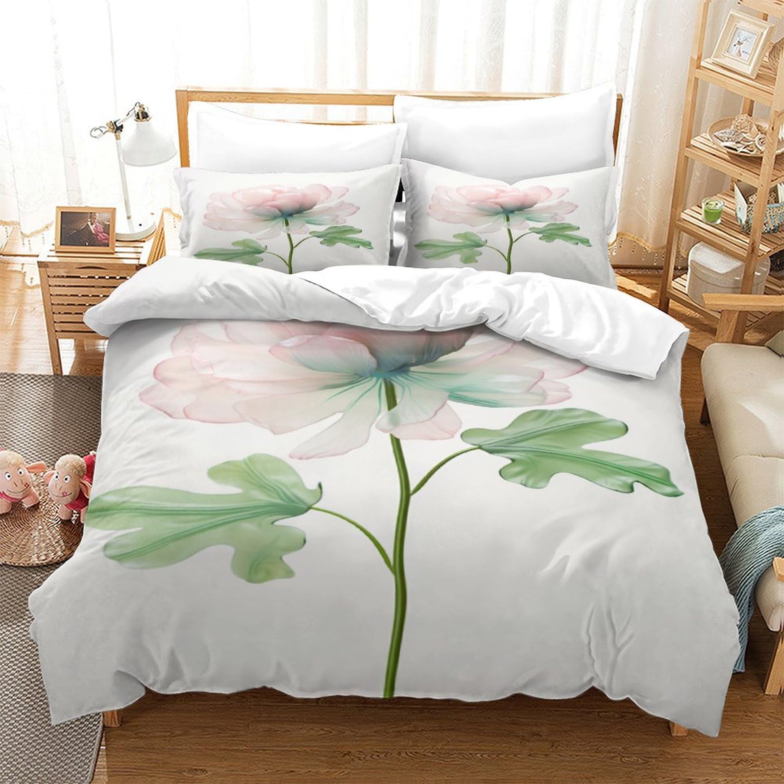 Parure de lit 3 pièces housse de couette taies d'oreiller 260x220 douce