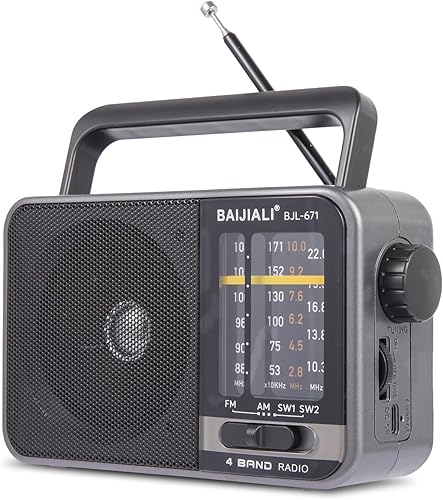Radio de transistor AMFM portátil con altavoz, batería o alimentado por USB, radio de emergencia compacta para interiores, exteriores, viajes y
