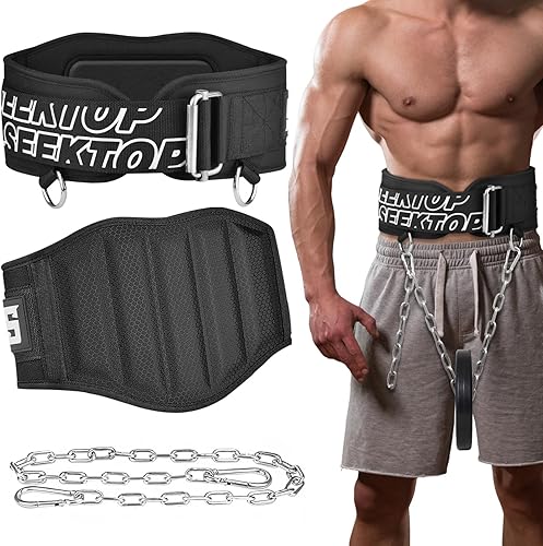Seektop Cinturón de inmersión para levantamiento de pesas, cinturón de levantamiento de pesas de gimnasio de bloqueo rápido con cadena, cinturón de