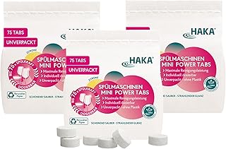 HAKA Spülmaschinentabs, 3x 75 Stück, leistungsstarke Geschirrspültabs ohne Plastikfolie, für strahlend sauberes Geschirr, kompakt & sparsam, Fettlösekraft, in umweltfreundlicher Verpackung