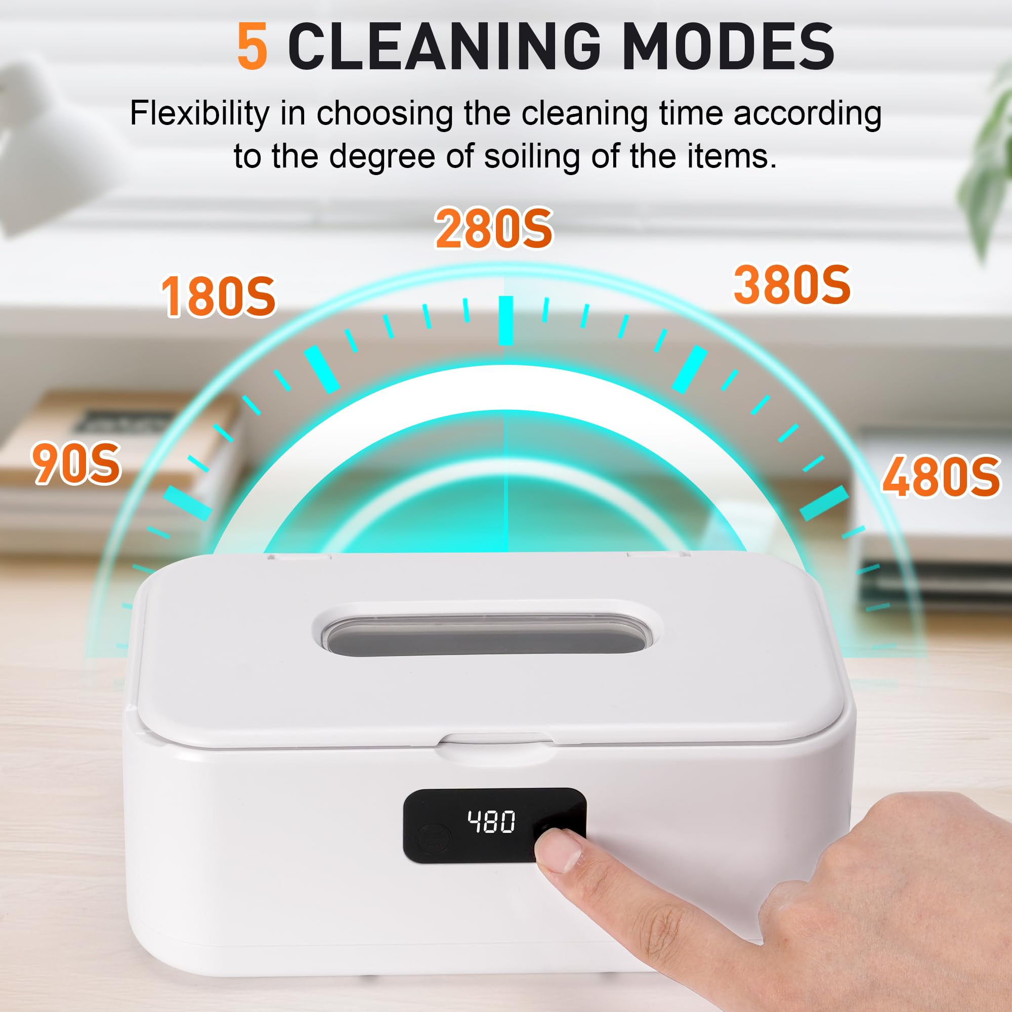Pulitore Ultrasuoni Gioielli Occhiali - 49000Hz | 800ML | Lampada UV Ultrasonic Cleaner con 5 Timer Digitale - Ultrasonic Cleaning Machine per Apparecchio Denti Anelli Collane