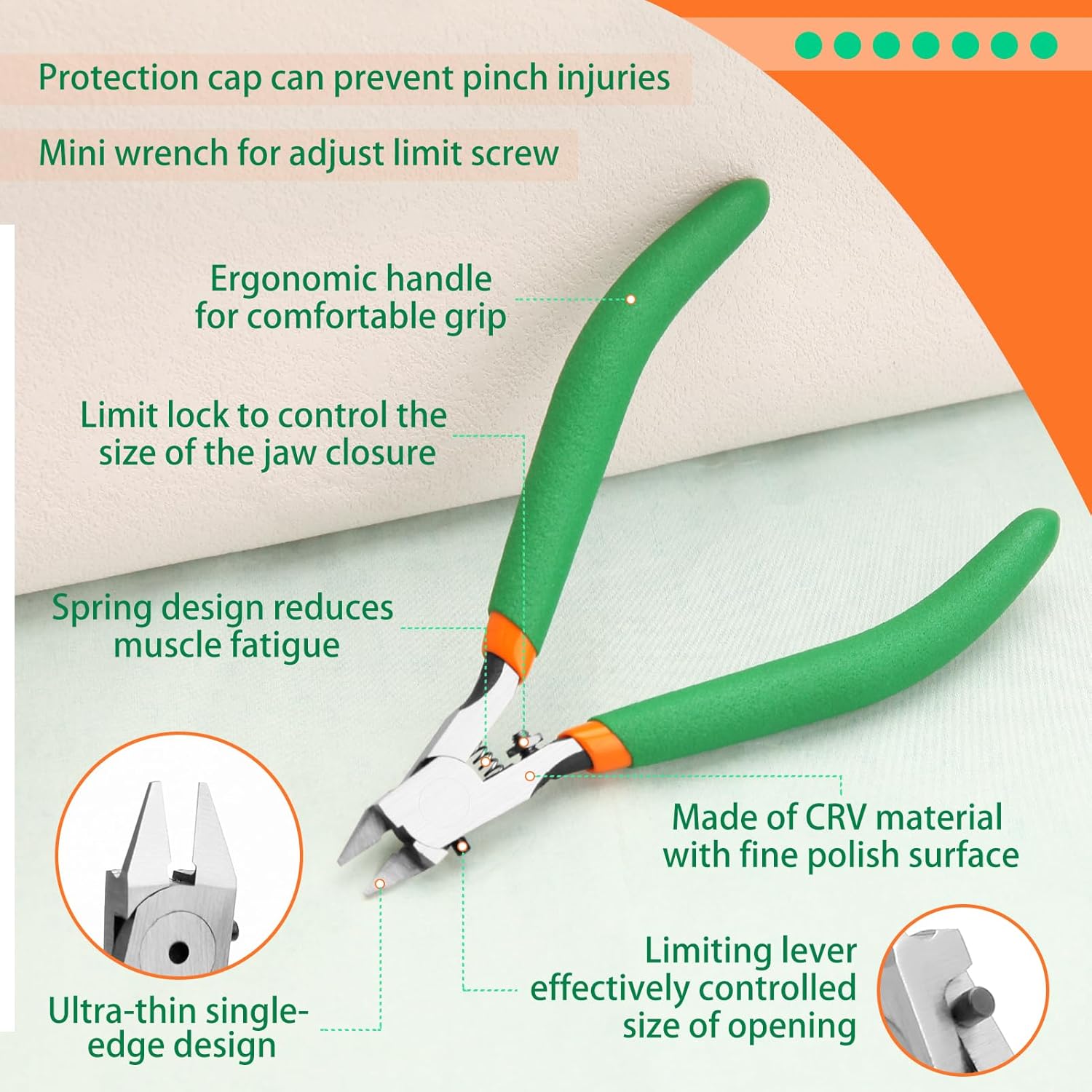 Model Nipper Single Blade Nipper Sharp Pointed Side Cutter with Ultra-Thin Edge and Leather Cover for Gundam Building