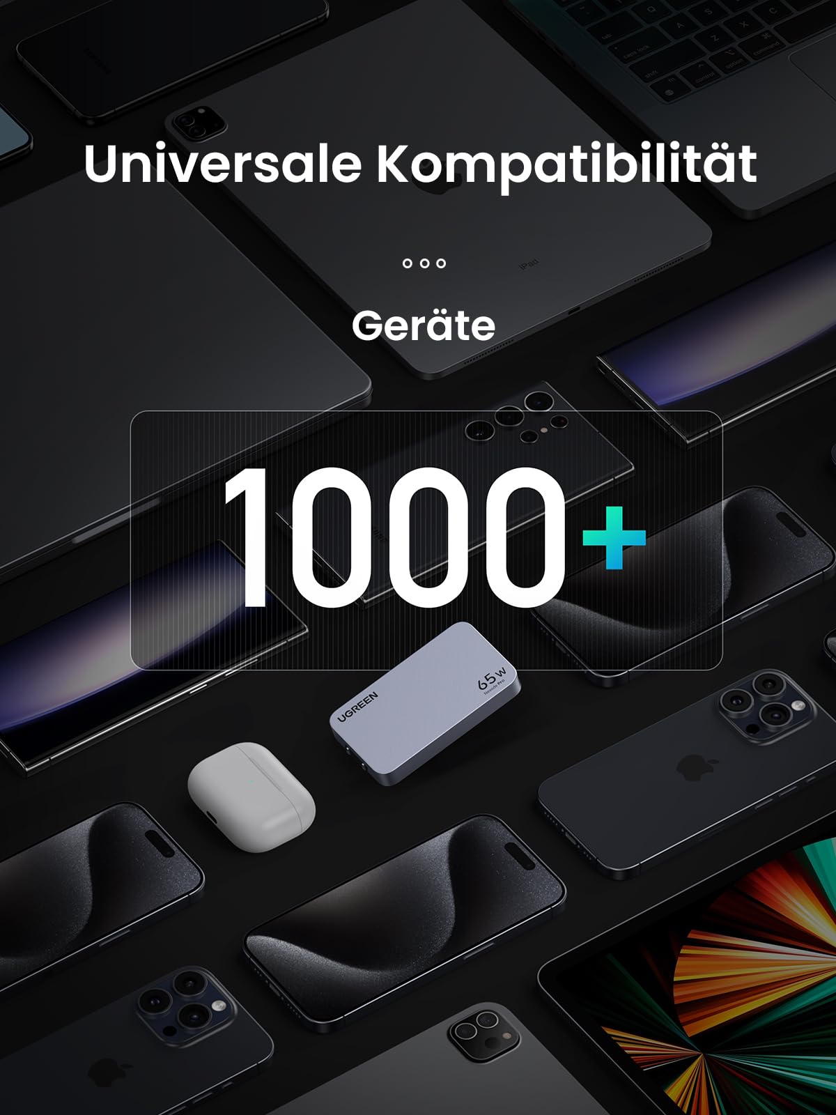 UGREEN Nexode Pro 65W USB C Ladegerät Slim mit EU/US/UK Stecker GaN USB-C Netzteil 3-Port Charger Schnellladegerät kompatibel mit MacBook, iPad, iPhone 17, Galaxy S25 Ultra, Dell XPS