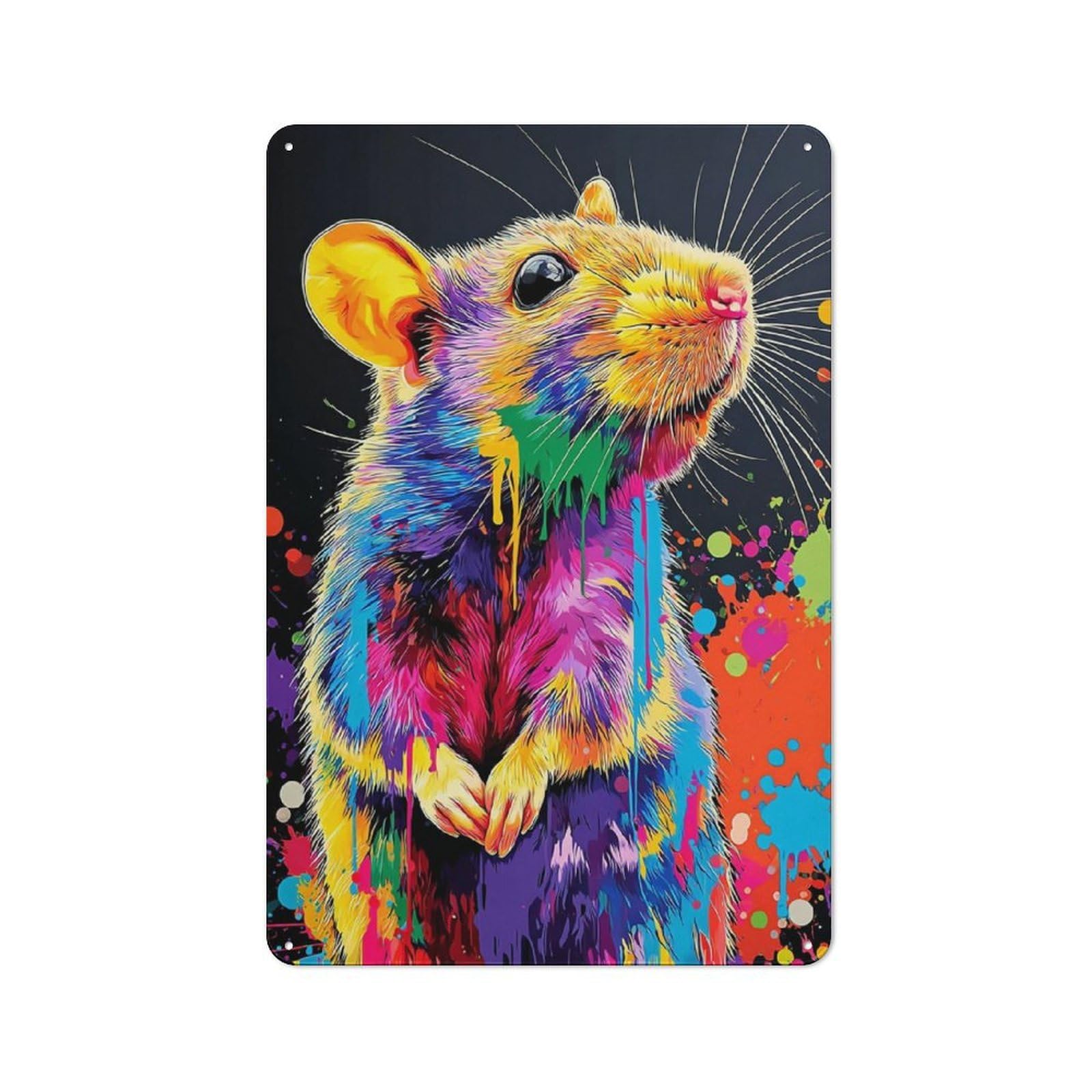 Junmoney Colorful Abstract Mouse Artwork Metal Wall Sign 30X20cm Featuring For Bar Or Restaurant, For Themed Interiors In Bars And Restaurants