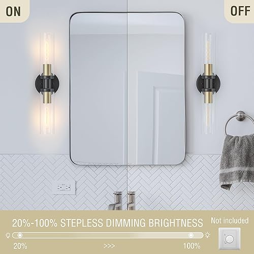 Miniatura 7 de Espird Lámparas de baño de 2 luces negras y doradas, luces de tocador de baño sobre espejo, apliques de pared, iluminación industrial de baño,