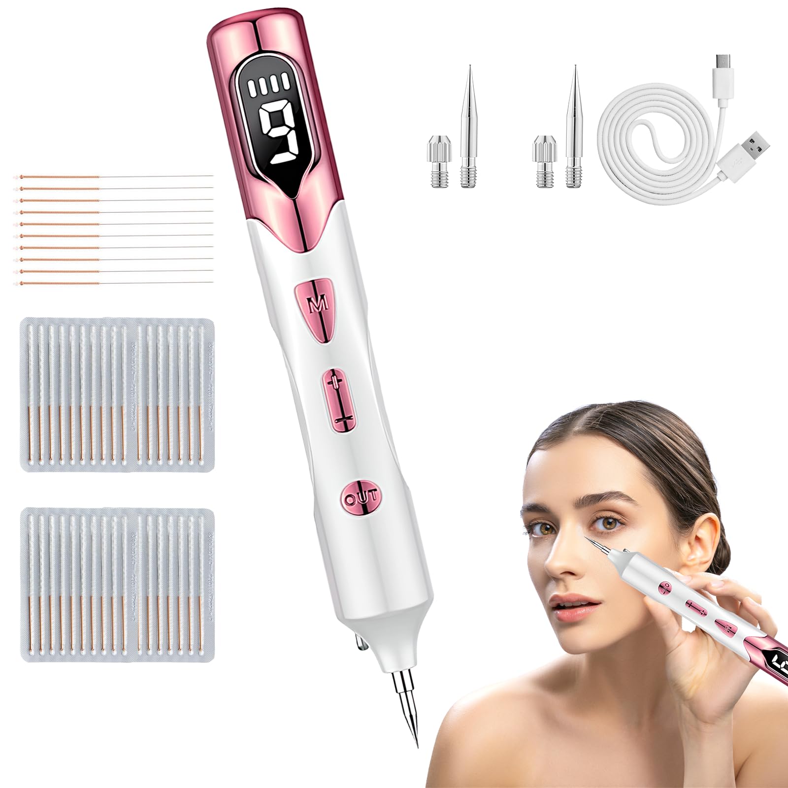 KSWEGKC Skin Tag Remover Device,Skin Tag Removal with Precision Spot Treatment,Portable Tool for Small Blemishes,Easy At-Home Skin Care Use - Pink