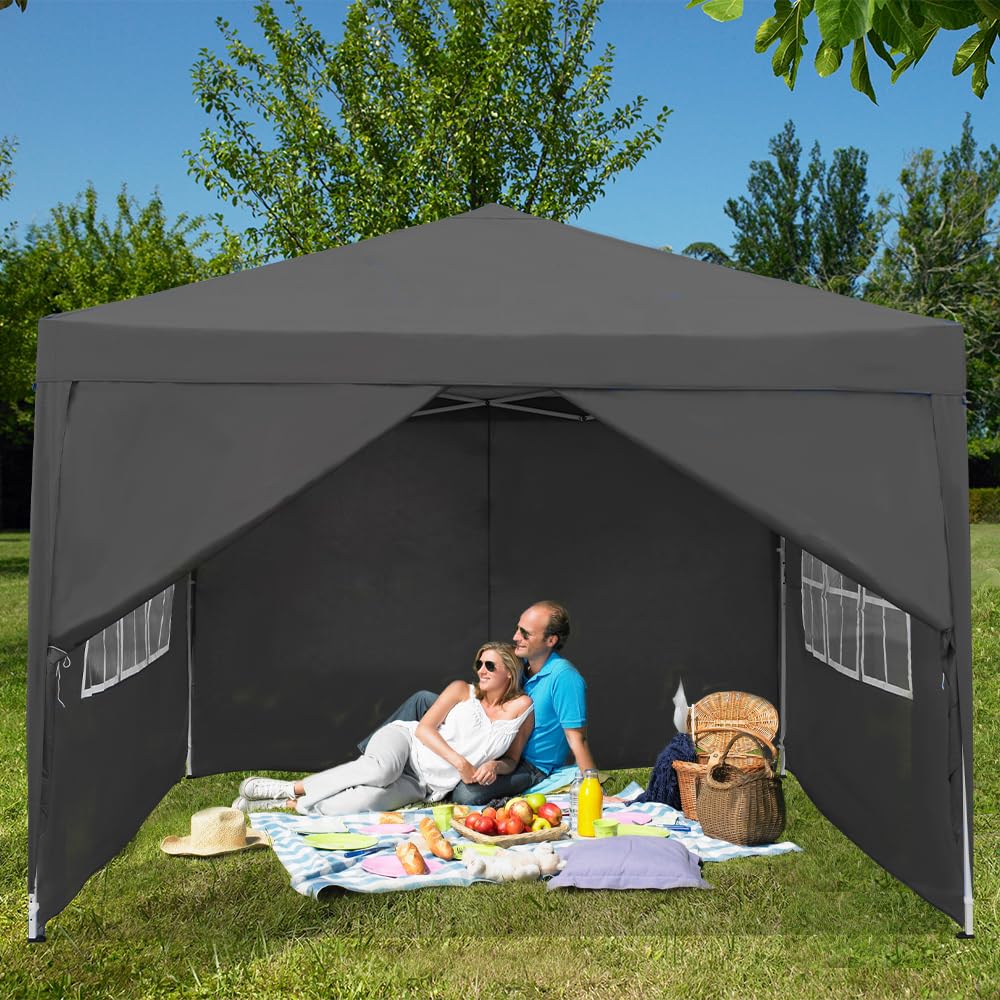 Bâche Anti-Pluie VONTOX 3x3m - 210T Polyester PU3000 - Résiste UV/Déchirure - 9 Oeillets - Corde 400 Cm & Piquets Alu - Camping Rando