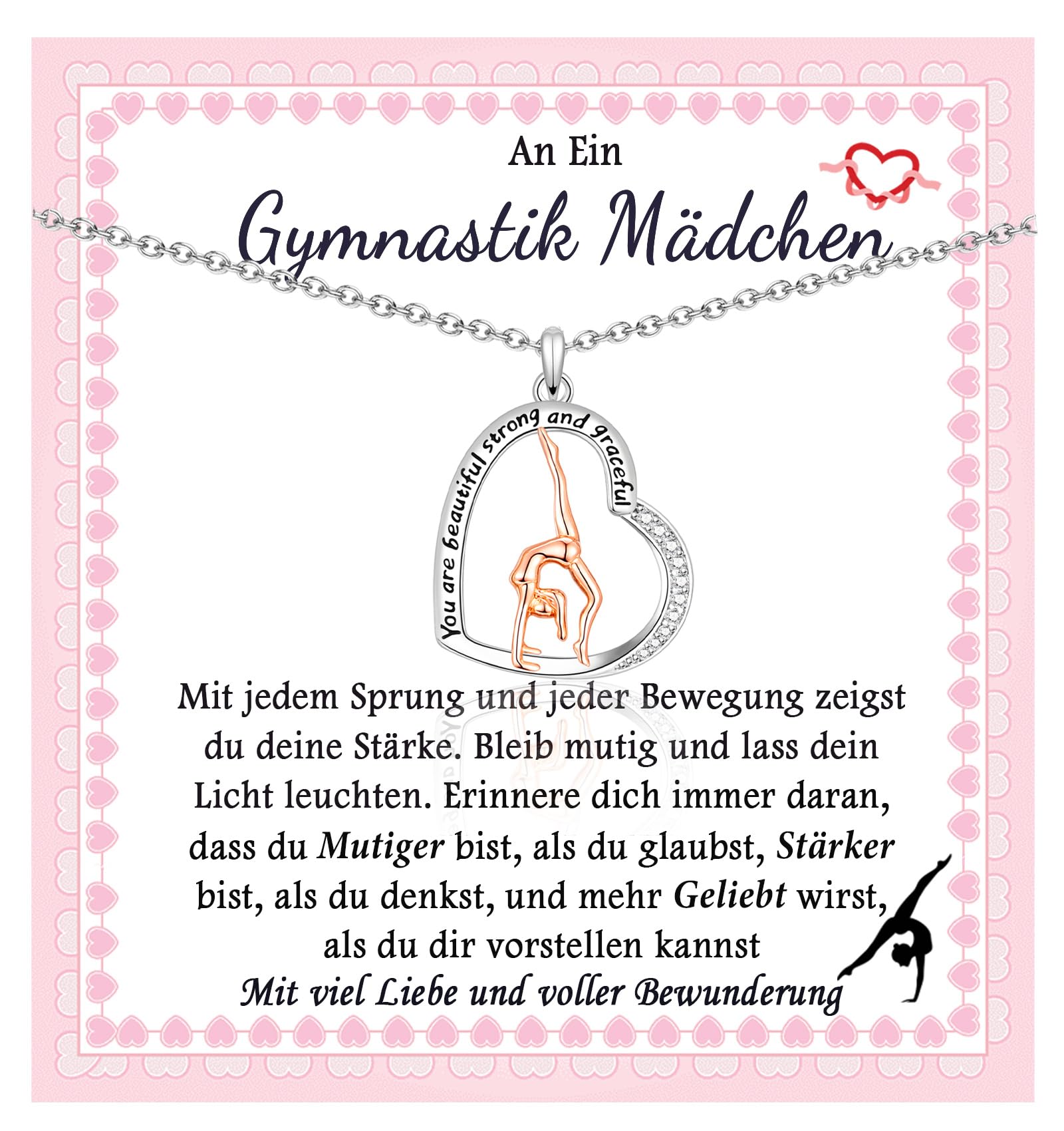 FAOMZQ Gymnastik Geschenk für Mädchen, Inspirierendes Geschenke für Turnerin, Gymnastik Halskette für Mädchen Tochter Schwester Enkelin Nichte zum Geburtstag Weihnachten Einschulung Aufführung