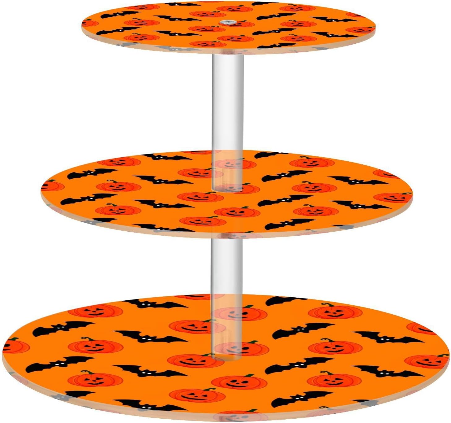 Bats Pumpkin Halloween 3 Tier Acrylic Cupcake Stand, Cupcake Stand for 34 Cupcakes for Weddings,Christmas,Holidays,Parties,Birthday,Printed Cupcake Tower 23301037