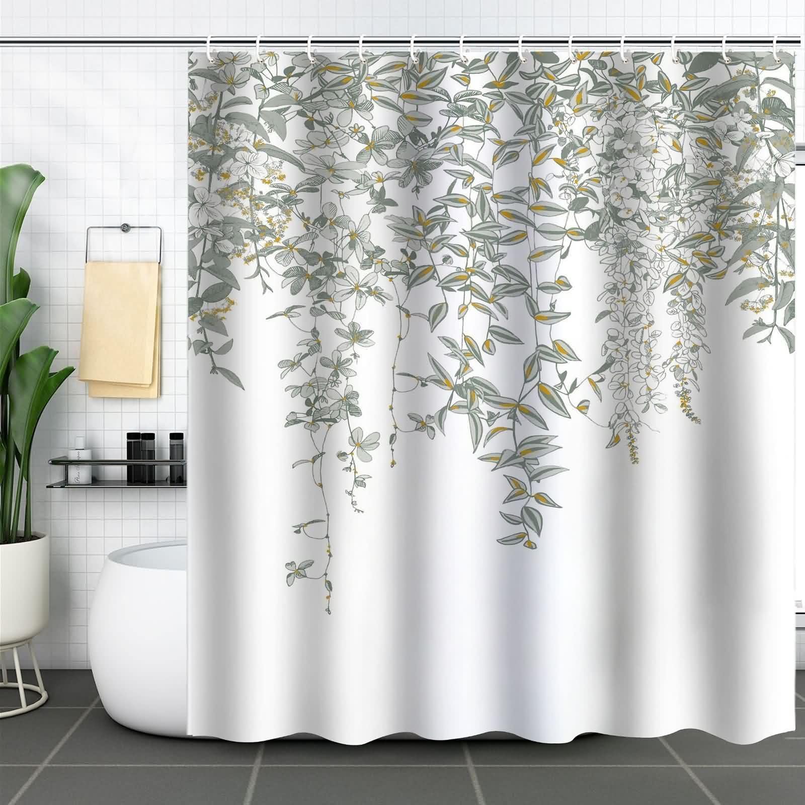 Rideau de douche anti-moisissure polyester vert pour petite douche