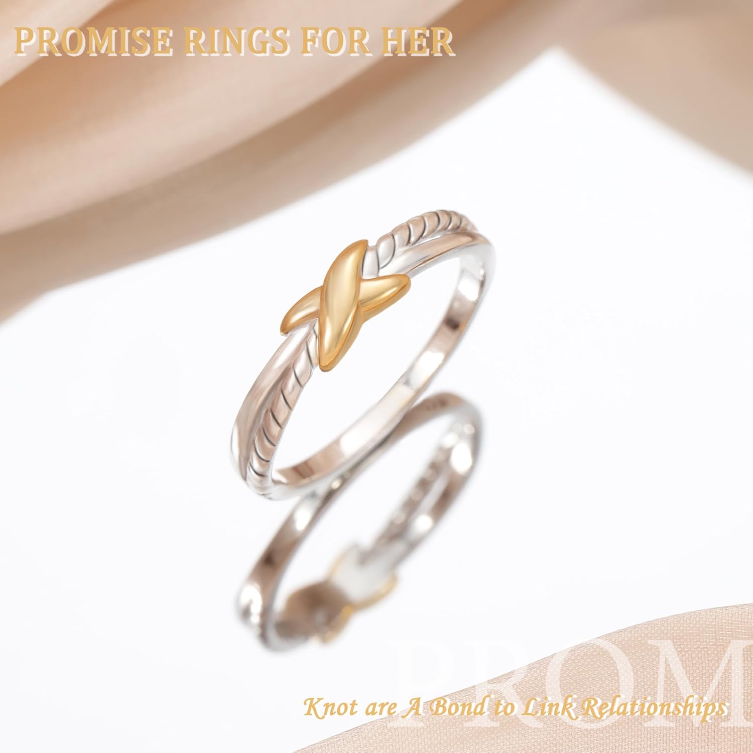 14K Gold Rings for Women Non Tarnish Gold Plated Waterproof Knot Promise Rings Simple Fashion Jewelry Friendship Gifts for Her Size5-10 - Image 4