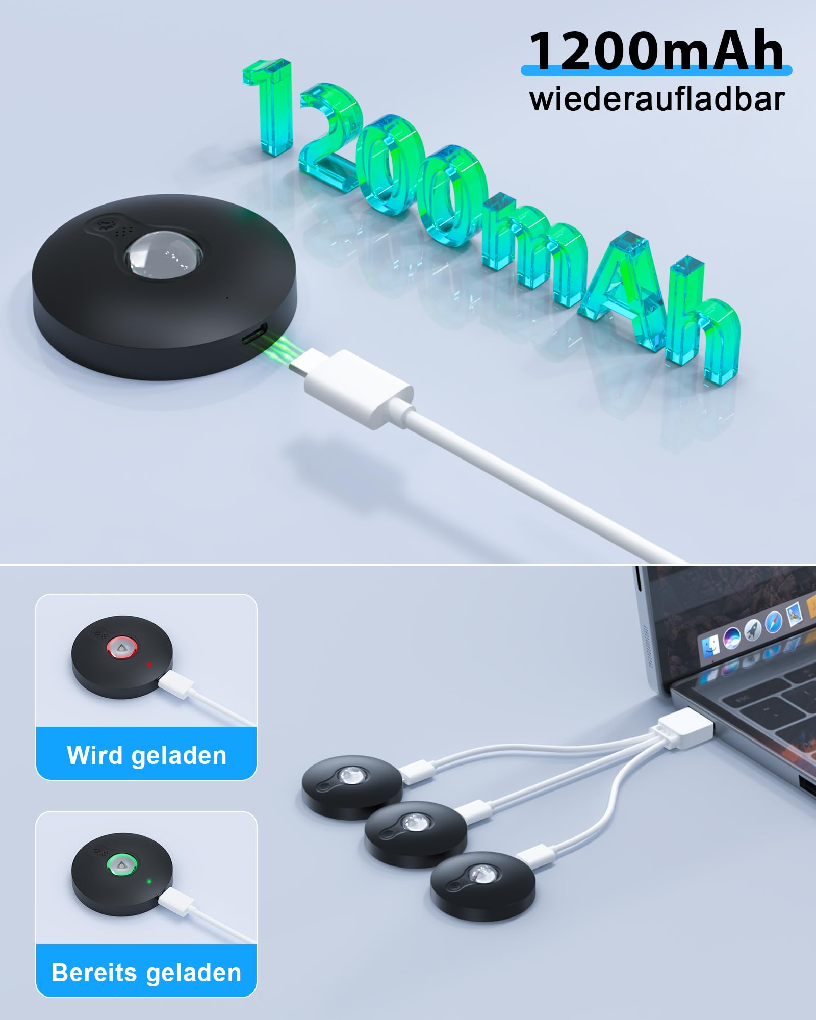 TRUMPETS RGB LED Spot Akku Magnetisch mit Fernbedienung，Schwarz：6 stk