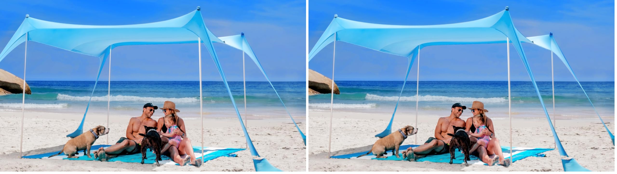 SUN NINJA Beach Tent Sun Shelter, Beach Shade Canopy with UPF50+ Protection