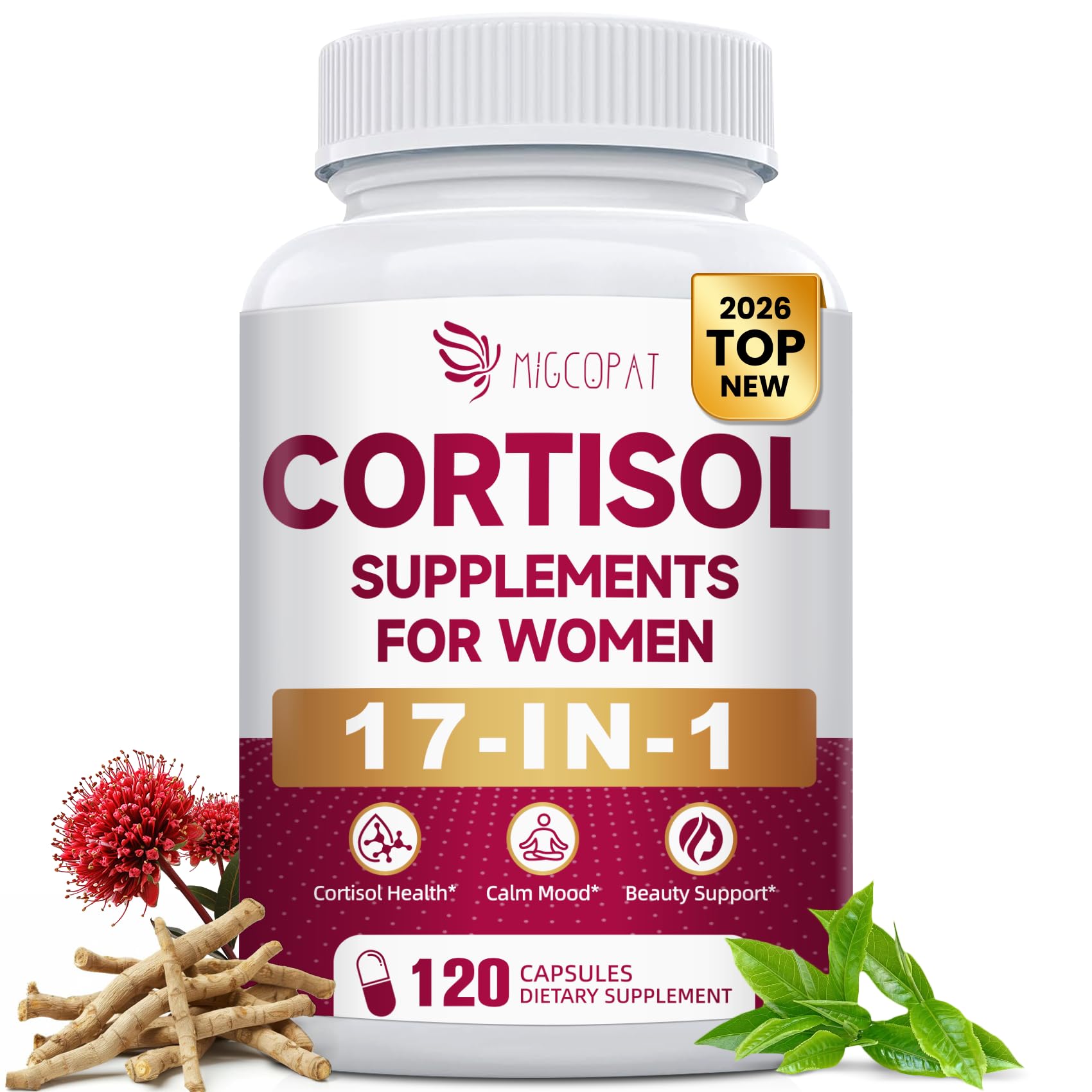 Migcopat 17-in-1 Cortisol Supplement for Women with Collagen Peptides