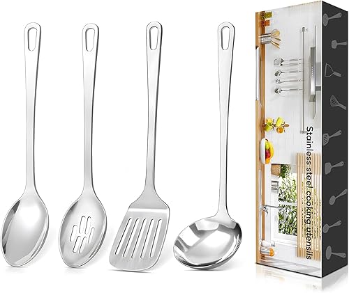 Miniatura 11 de Juego de 4 piezas de utensilios de cocina, utensilios de cocina de acero inoxidable, herramientas de cocina de metal resistentes al calor que A. 4