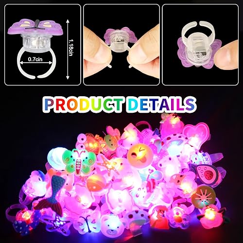 Miniatura 2 de NEEW 50 anillos de luz LED a granel, suministros de fiesta que brillan en la oscuridad, recuerdos de fiesta para adultos y niños, relleno de piñata,