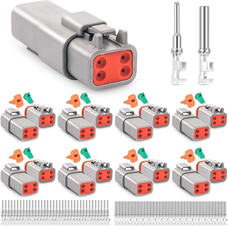 Conjunto de conectores Deutsch DT JRready ST6327-402 4 pinos com contatos Size 16 – 8 pares