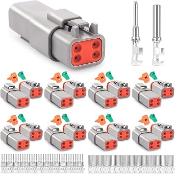 JRready ST6327-402 Deutsch DT Connector 4 Pin 8 Sets, Size 16 Contacts