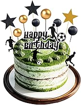 57PCS Football Cake Toppers for Boys Kids, Football Cake Decorations, Happy Birthday Football Black and White Party Decoration, for Sports Theme Birthday Football Party, Father's Day Celebrations