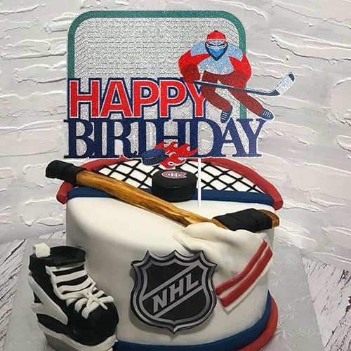 Miniatura 4 de Decoración para tartas de hockey sobre hielo, decoración de tartas, temática deportiva, suministros de fiesta de cumpleaños para niños, niños,