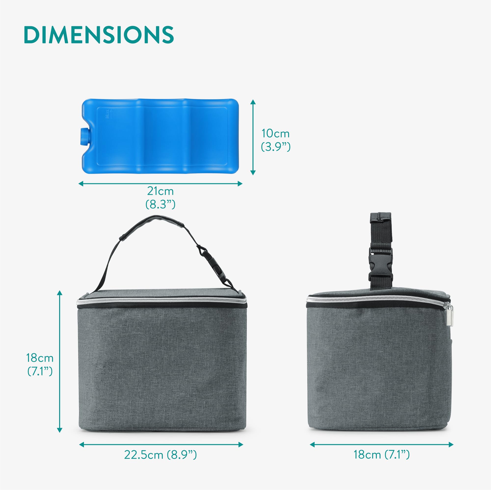 Navaris Borsa Termica per Latte Materno - Porta Pappa Termico Neonati - Borsa Termica Biberon per 6 Bottiglie - Isolamento Termico Latte Fresco - Grigio