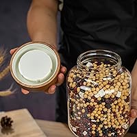 Vista 22 de 2 tarros pequeños de almacenamiento de vidrio con tapas herméticas, recipiente de café de 17 onzas líquidas (16.9 fl oz) con tapa de madera