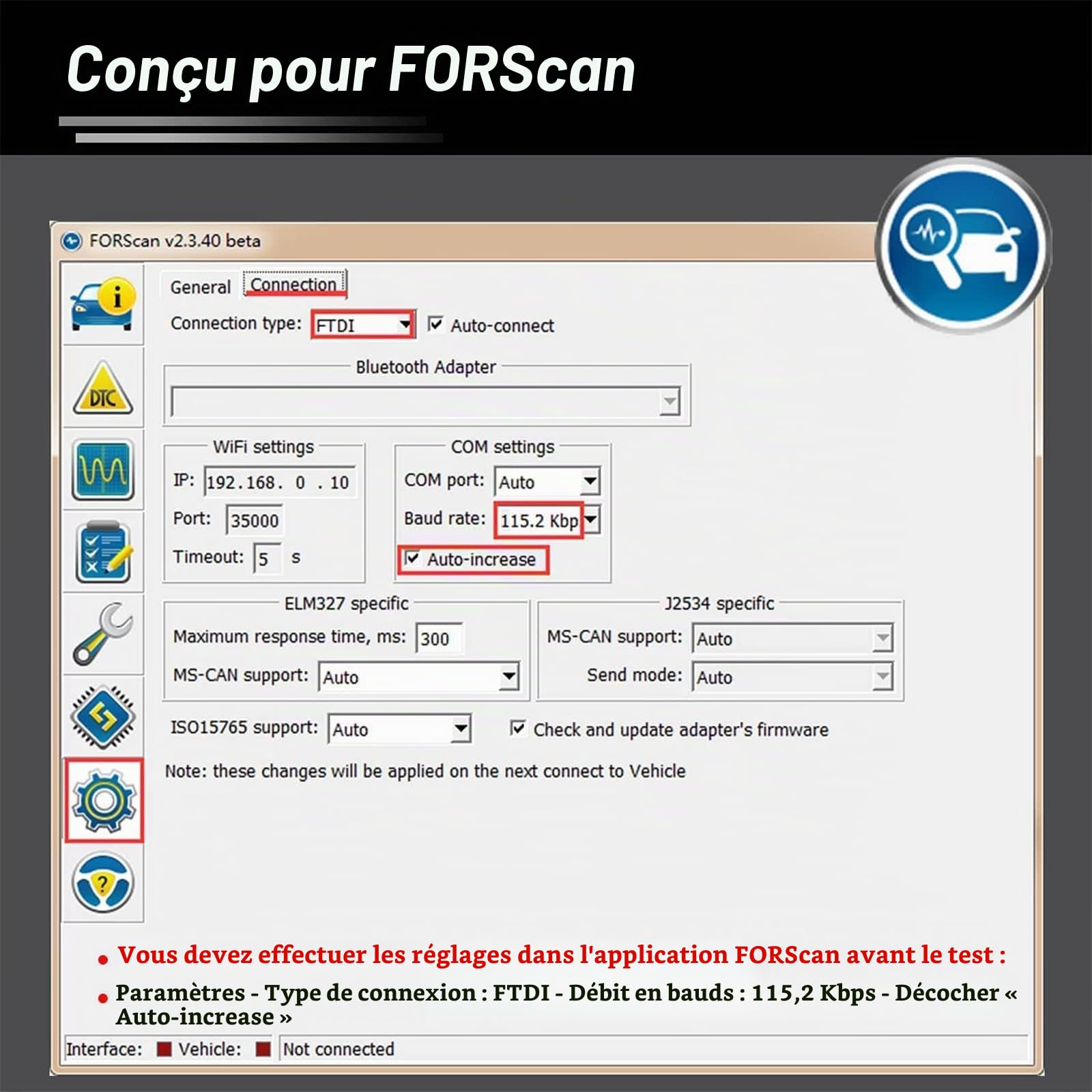 VLINKER FS Interface de Diagnostic OBD2 pour FORScan, Adaptateur USB OBDII avec Commutation Auto HS/MS-Can, Compatible Ford Mazda Lincoln, Tension Programmation FEPS 18V, Haute Vitesse 3Mbps